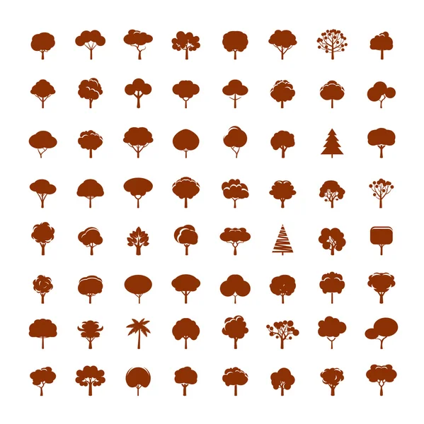 Sammlung von umgeknickten Bäumen. Vektorsymbole. — Stockvektor