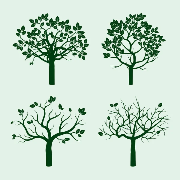 Ensemble d'arbres verts — Image vectorielle