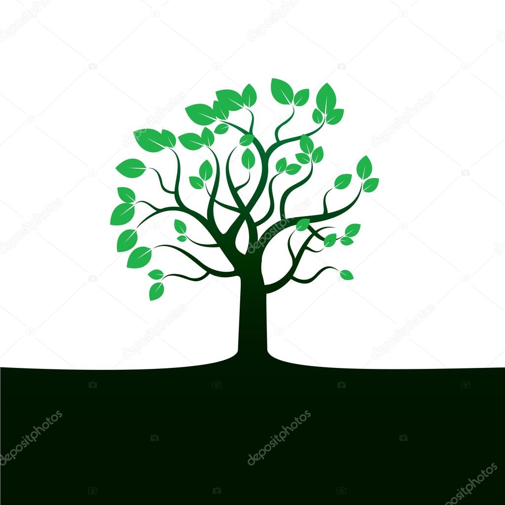 Black vector tree amd Green Leafs