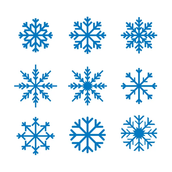 Σύνολο μπλε νιφάδων χιονιού — Διανυσματικό Αρχείο