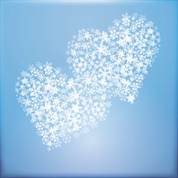 Λευκό χιόνι και δύο καρδιές — Διανυσματικό Αρχείο