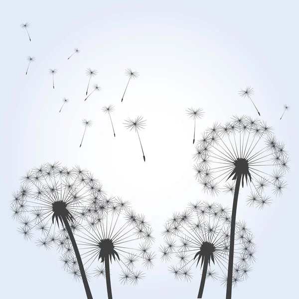 Dandelions and Wind. Vector Illustration. — Stock Vector