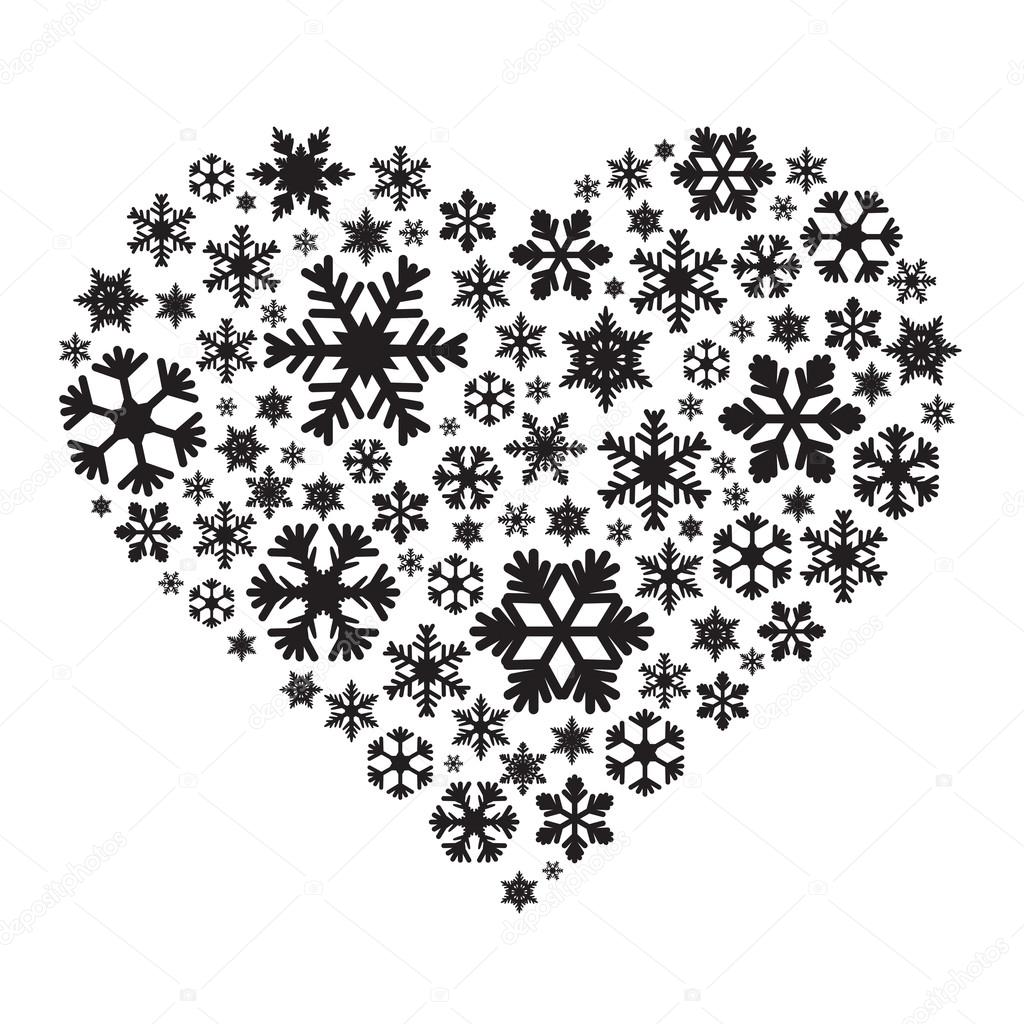 black heart and snowflakes