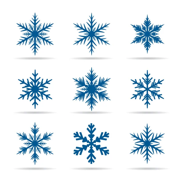 Συλλογή μπλε νιφάδες χιονιού. — Διανυσματικό Αρχείο