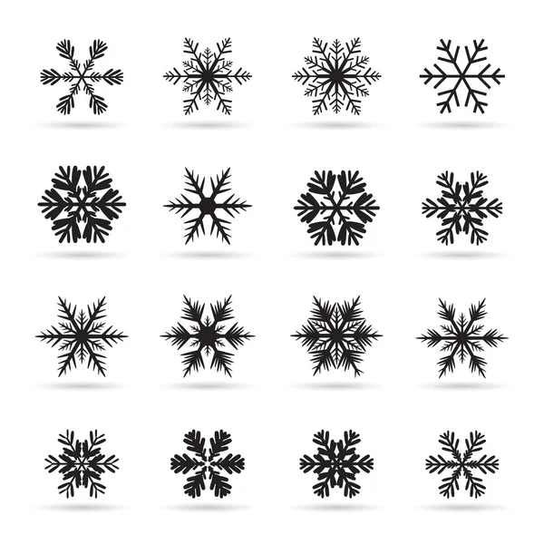Ensemble de flocons de neige noirs. Collection d'icônes . — Image vectorielle