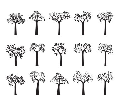 Siyah Ağaçlar 'ı kur. Vektör Özet Çizimi.