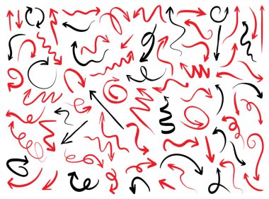 Kırmızı ve siyah okları yerleştir. Vektör İllüstrasyonu.