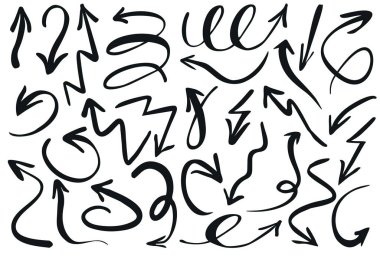 Siyah oklar seti. Sunum ve grafik için malzeme. Vektör İllüstrasyonu.