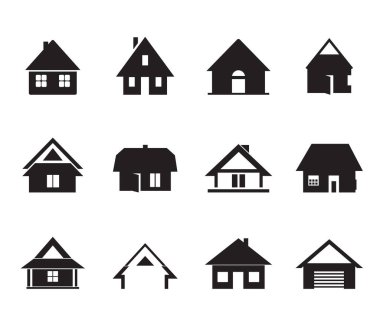 Temiz ve modern ev ve ev sembolleri seti