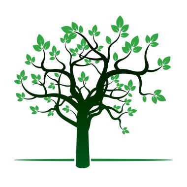 Yeşil ağaç. Vektör çizim.