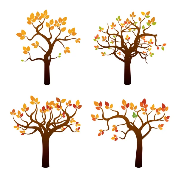 Conjunto de árboles de otoño de color. Ilustración vectorial . — Archivo Imágenes Vectoriales