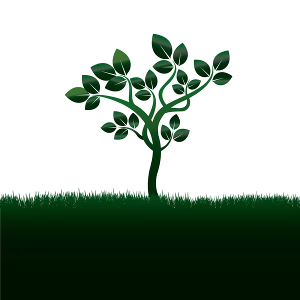 Grüner Baum und Wurzeln. Vektorillustration. — Stockvektor