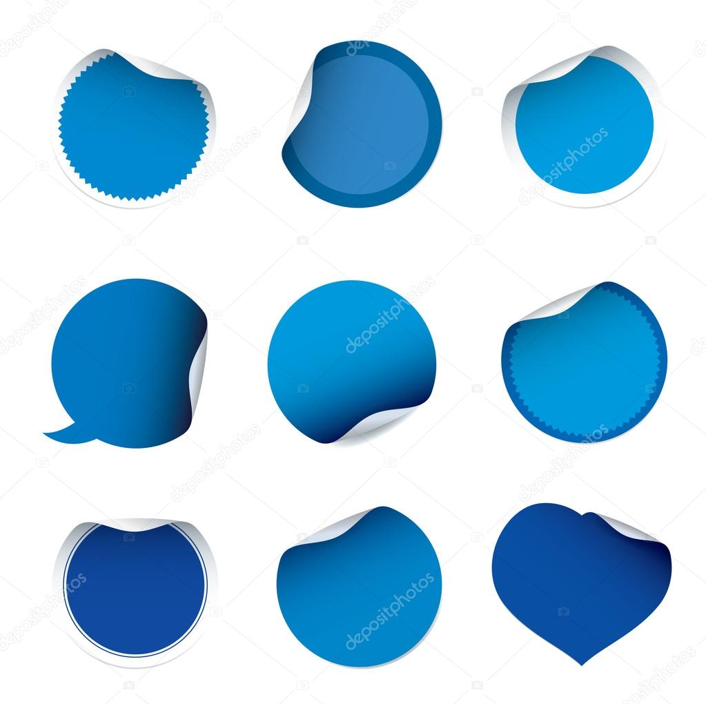 Set of blue vector stickers
