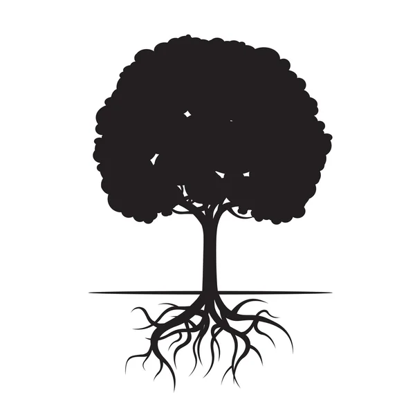 Чёрное дерево и корни. Векторная миграция . — стоковый вектор
