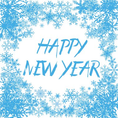 Kış arka plan, kar taneleri ve mutlu yeni yıl. 