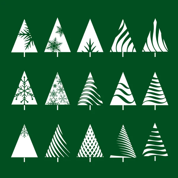 Set di Albero di Natale Geometrico Bianco. Illustrazioni vettoriali . — Vettoriale Stock