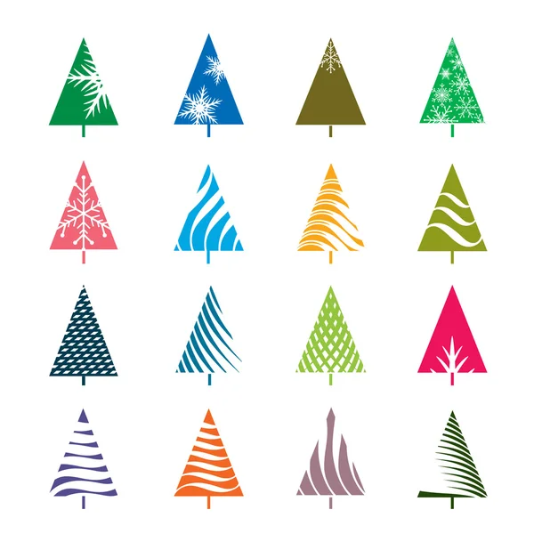 Set di colori Geomatric Albero di Natale. Illustrazioni vettoriali . — Vettoriale Stock