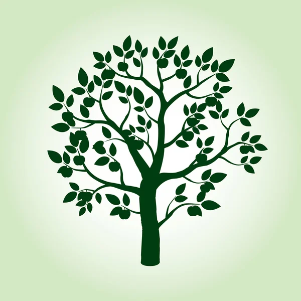 Árvore de maçã verde. Ilustração vetorial . — Vetor de Stock