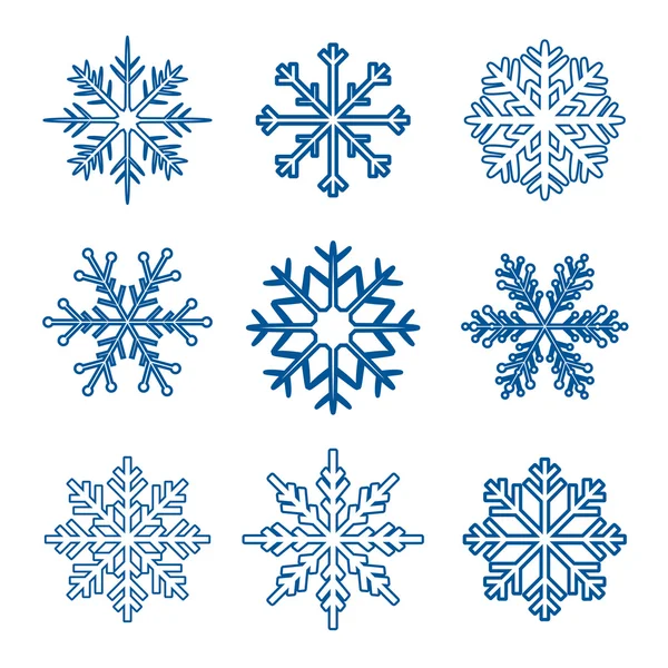 Σύνολο μπλε νιφάδων χιονιού — Διανυσματικό Αρχείο