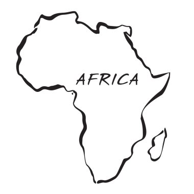 Afrika siyah Haritası. Vektör çizim