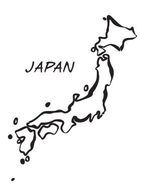 Siyah vektör çizim Japonya Haritası.