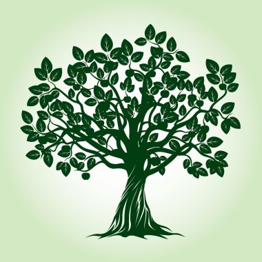 Yeşil elma ağacı. Vektör çizim.