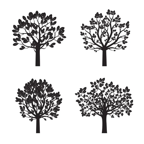 Aantal zwarte bomen. Vectorillustratie. — Stockvector