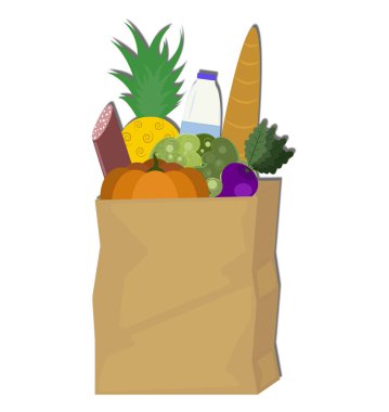 İçinde ürünler olan bir kese kağıdı resmi