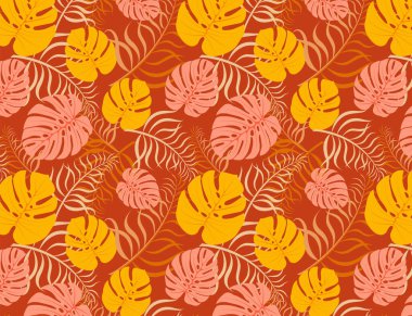 Canavar ve palmiye yapraklarının moda olduğu tropikal bir model.