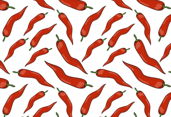 Seamless Vector Pattern Red Peppers — Stock Vector