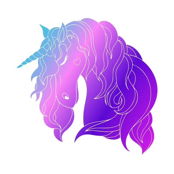 Vektor Ilustrasi Unicorn Unicorn Line Art Dalam Gaya Yang Indah - Stok Vektor