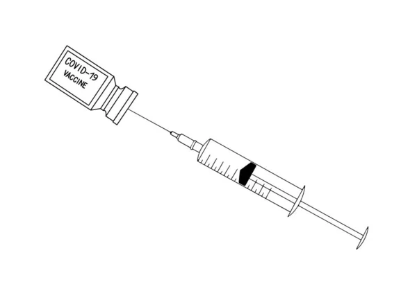Semplice Illustrazione Una Siringa Vaccino Nello Stile Illustrazione Piatta — Vettoriale Stock