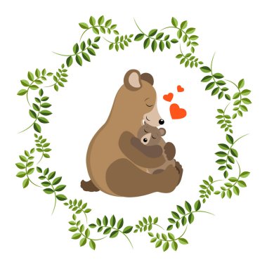 Bir anne ayı ve bir yavruyla vektör çizimi