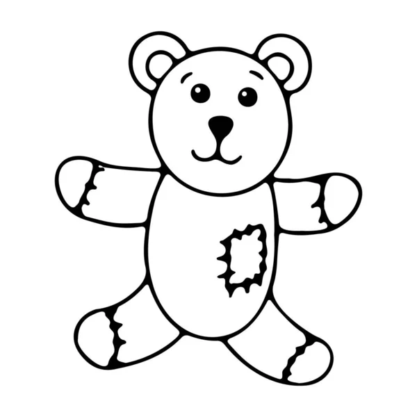 Simple Vector Illustration Teddy Bear Doodle Icon — Stock Vector