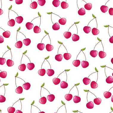 Kirazlı, elle çizilmiş, pürüzsüz bir desen.