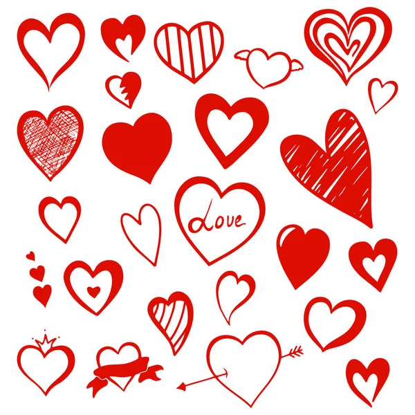 Sekce Srdcí Srdcí Různých Tvarů Červené Barvy Stock Vektory