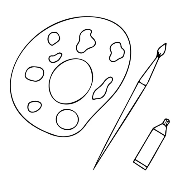 Illustration Vectorielle Kit Dessin Palette Pinceaux — Image vectorielle