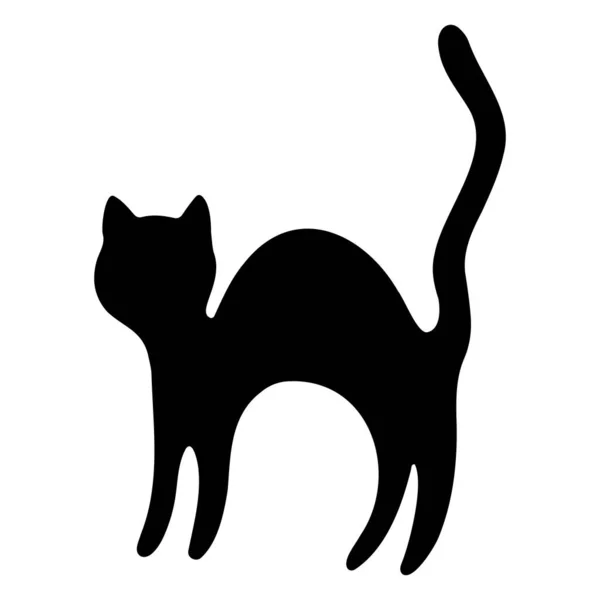 Black Cat Halloween Icon Doodle — Stock Vector