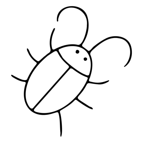 Funny Doodle Beetle Cockroach Icon — Stock Vector