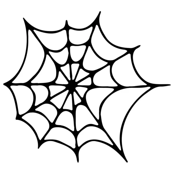 Spider Web Doodle Icono Para Halloween — Vector de stock