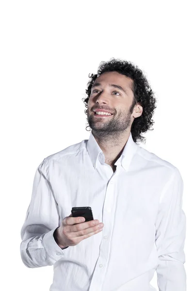 Homem segurando telefone inteligente — Fotografia de Stock