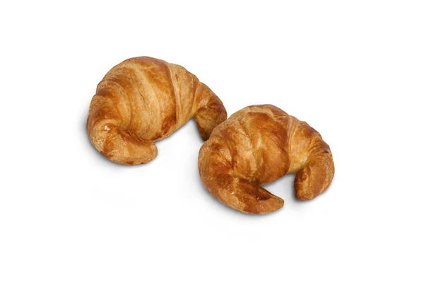 Deux croissants frais isolés sur fond blanc — Photo