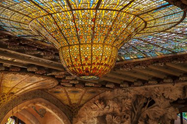 Barcelona, İspanya - 9 Mart 2013: İç Katalanca Palace müzik, Barcelona, İspanya