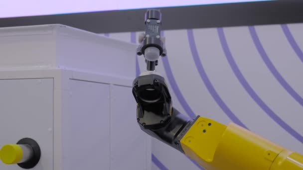 Robotický manipulátor ramene s lakovací hlavou demonstruje pracovní proces — Stock video