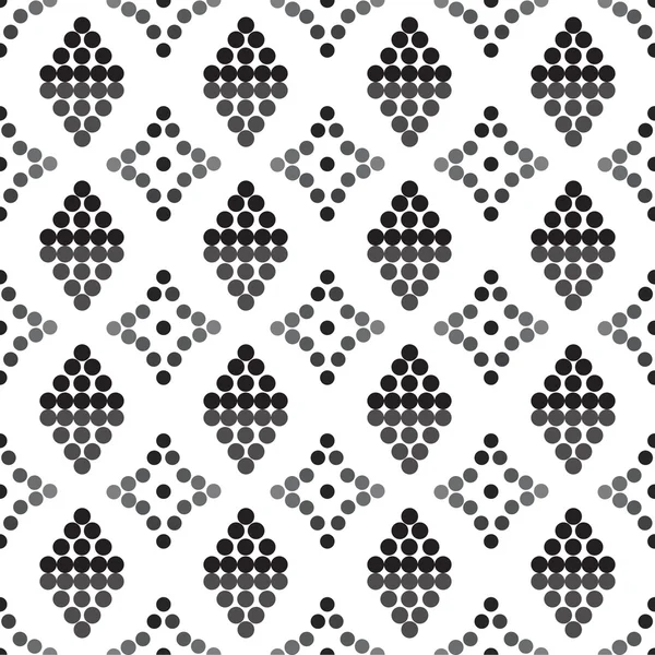 Ornement sans couture cercles noirs et gris et diamants palette grise — Image vectorielle