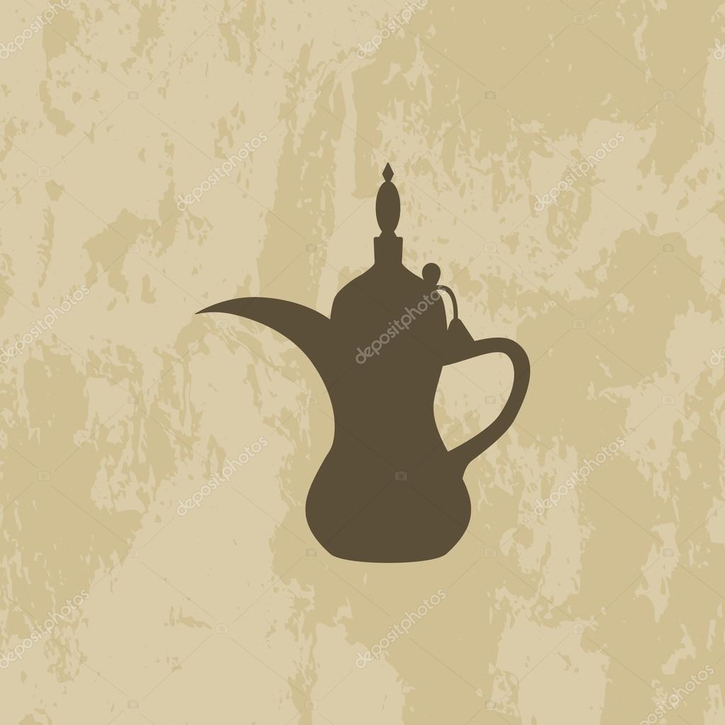 Arabic coffee pot old grunge background- vector illustration
