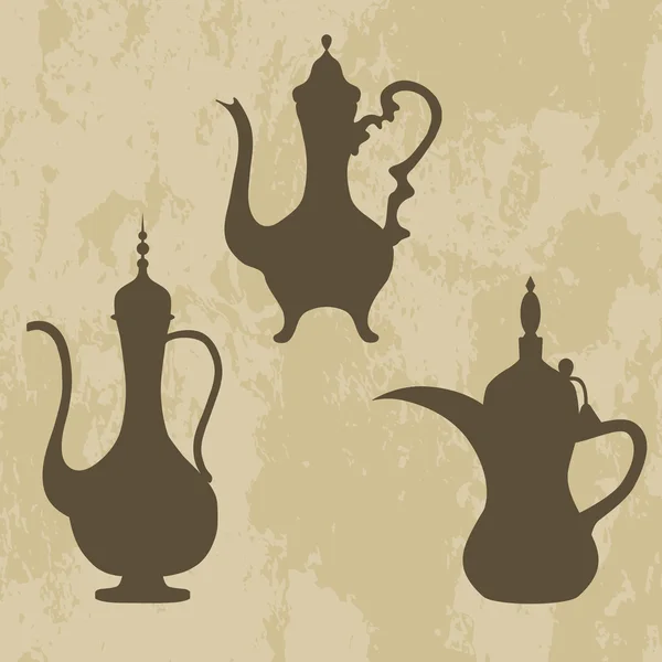 Una jarra de café árabe viejo, ollas árabes — Vector de stock