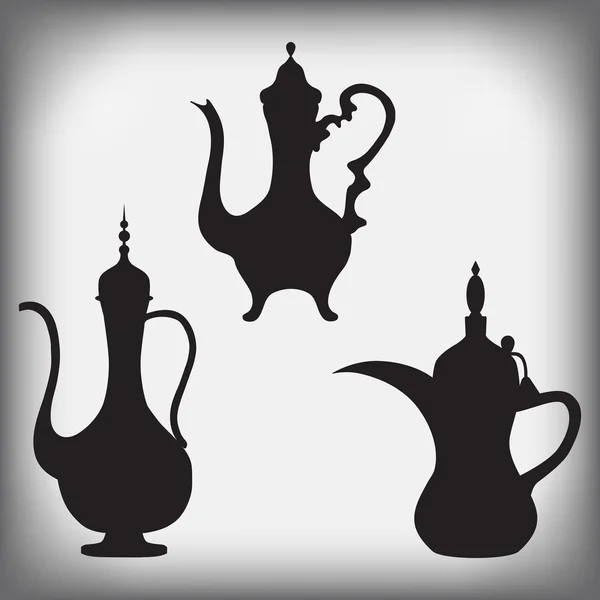 Een kruik van oude Arabisch, Arabische koffie potten — Stockvector