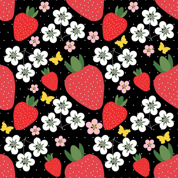 Motif sans couture avec des fraises — Image vectorielle