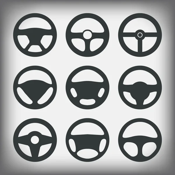 Manillar iconos automotrices Volante — Vector de stock